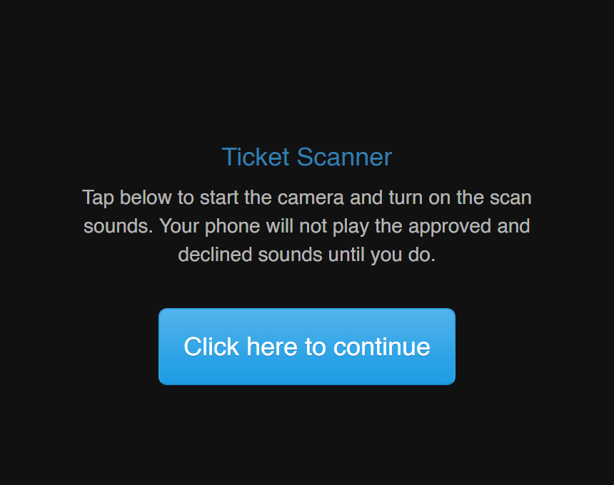 The scanner start screen with a button that starts the camera and the scan sounds