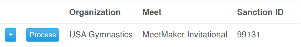 A reservation listed on the Alerts page with its organization, meet and sanction number